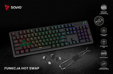 Savio Klawiatura mechaniczna STYX Outemu Brown Hot Swap RGB