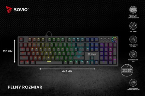 Savio Klawiatura mechaniczna STYX Outemu Peach Silent Hot Swap RGB