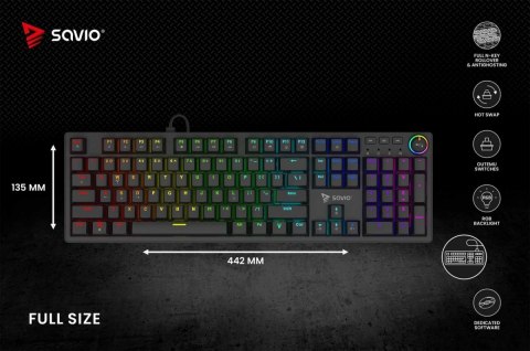 Savio Klawiatura mechaniczna STYX Outemu Peach Silent Hot Swap RGB