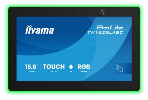 IIYAMA Monitor 16 cali TW1625LASC-B3PNR ANDROID 14,FHD,10PKT,450cd,2x2W, 4xUSB, 1xUSB-C,RJ45, MIC, RK3567, 4/32GB, LED lightbar, iiS
