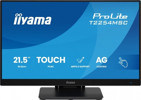 IIYAMA Monitor 21.5 cala T2254MSC-B2AG POJ.10PKT., IPS, POWŁOKA AG, 300cd, FHD, HDMI, DP, 2xUSB, 7H