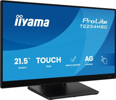 IIYAMA Monitor 21.5 cala T2254MSC-B2AG POJ.10PKT., IPS, POWŁOKA AG, 300cd, FHD, HDMI, DP, 2xUSB, 7H