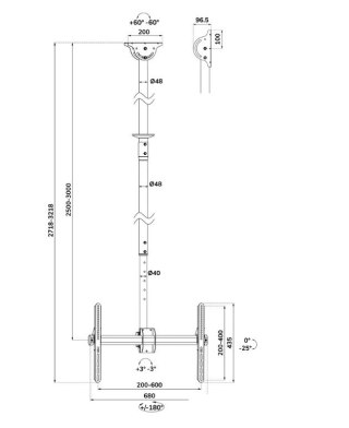 Neomounts Uchwyt sufitowy TV/LCD CL35-440BL16XL 37-70 cali 50kg