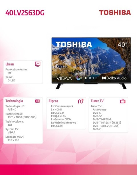 Toshiba Telewizor LED 40 cali 40LV2563DG