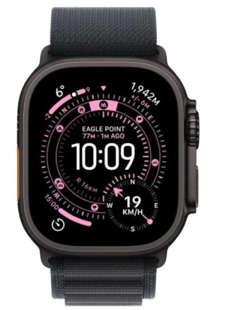 Apple Watch Ultra 3 GPS + Cellular, koperta 49 mm z tytanu w kolorze czarnym, opaska Alpine w kolorze czarnym - rozmiar L