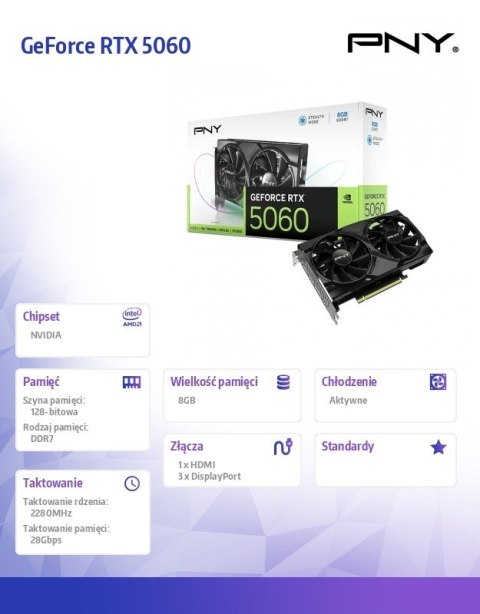 PNY Karta graficzna GeForce RTX 5060 8GB 2F