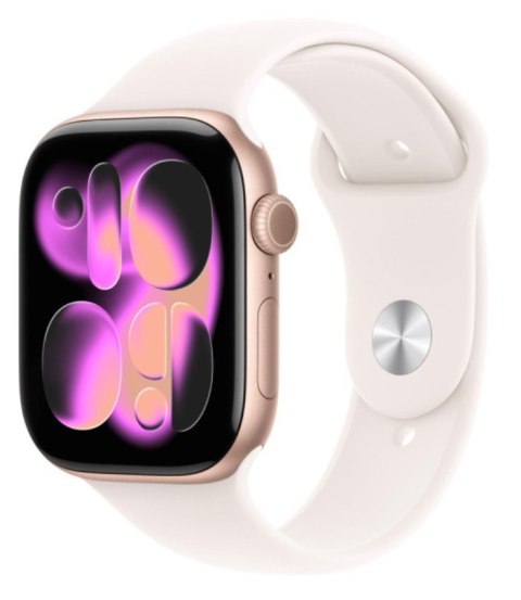 Apple Watch Series 11 GPS+Cellular, koperta 42 mm z aluminium w kolorze różowego złota, pasek sportowy w kolorze łagodnego różu - rozm
