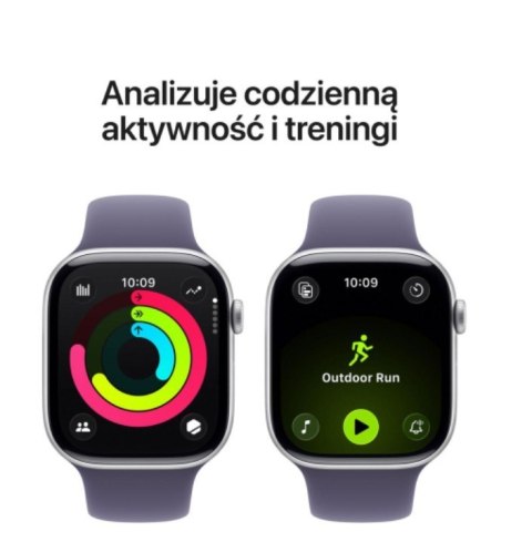 Apple Watch Series 11 GPS+Cellular koperta 42 mm z aluminium w kolorze srebrnym, pasek sportowy w kolorze mlecznego fioletu - rozmiar 
