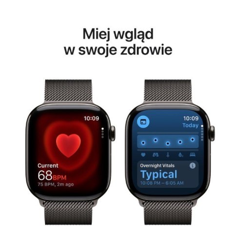 Apple Watch Series 11 GPS + Cellular koperta 42 mm z tytanu w kolorze łupku, bransoleta mediolańska w kolorze łupku