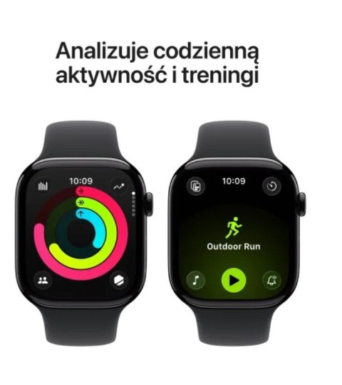 Apple Watch Series 11 GPS + Cellular, koperta 42 mm z tytanu w kolorze naturalnym, pasek sportowy w kolorze górskiej szarości - rozmia