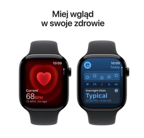 Apple Watch Series 11 GPS + Cellular, koperta 42 mm z tytanu w kolorze naturalnym, pasek sportowy w kolorze górskiej szarości - rozmia