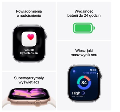Apple Watch Series 11 GPS + Cellular koperta 42 mm z tytanu w kolorze złotym, pasek sportowy w kolorze łagodnego różu - rozmiar M/L