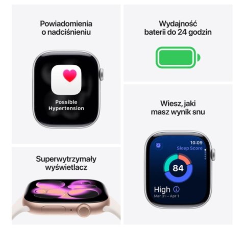 Apple Watch Series 11 GPS+Cellular koperta 46 mm z aluminium w kolorze srebrnym, pasek sportowy w kolorze mlecznego fioletu - rozmiar 