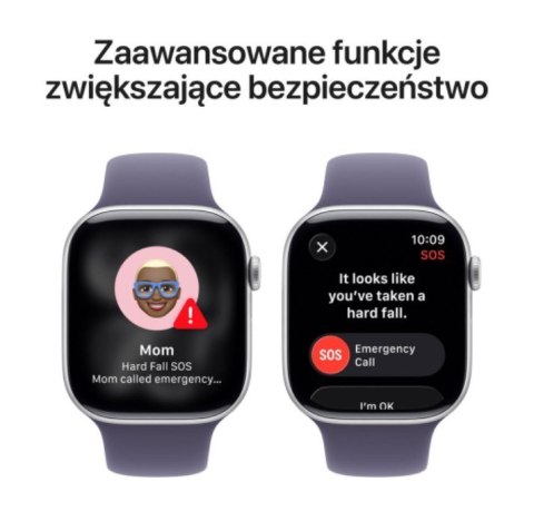 Apple Watch Series 11 GPS+Cellular koperta 46 mm z aluminium w kolorze srebrnym, pasek sportowy w kolorze mlecznego fioletu - rozmiar 