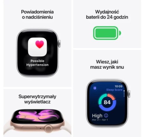 Apple Watch Series 11 GPS koperta 46 mm z aluminium w kolorze gwiezdnej szarości, pasek sportowy w kolorze czarnym - rozmiar M/L