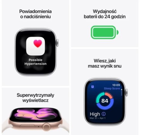 Apple Watch Series 11 GPS, koperta 46 mm z aluminium w kolorze różowego złota, pasek sportowy w kolorze łagodnego różu - rozmiar S/M