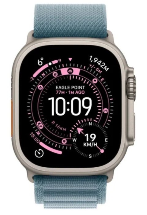 Apple Watch Ultra 3 GPS + Cellular koperta 49 mm z tytanu w kolorze naturalnym, opaska Alpine w kolorze jasnoniebieskim - rozmiar M
