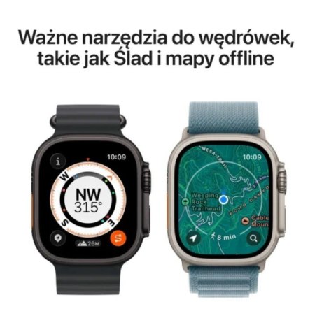 Apple Watch Ultra 3 GPS + Cellular, koperta 49 mm z tytanu w kolorze naturalnym, opaska Trail w kolorze niebieskim/jaskrawoniebieskim 