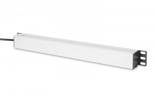 Digitus Listwa zasilająca PDU Rack 19" z bezpiecznikiem przeciążeniowym, 9 gniazd Schuko CEE 7/3 (45°), kabel 2m wtyk IEC C14, 10A, alum