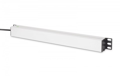 Digitus Listwa zasilająca PDU Rack 19" z bezpiecznikiem przeciążeniowym, 9 gniazd Schuko CEE 7/3 (45°), kabel 2m wtyk IEC C14, 10A, alum