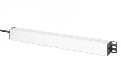 Digitus Listwa zasilająca PDU Rack 19" z zabezpieczeniem przeciwprzepięciowym + filtr EMI/RFI, 7 gniazd Schuko CEE 7/3, kabel 2m, wtyk U
