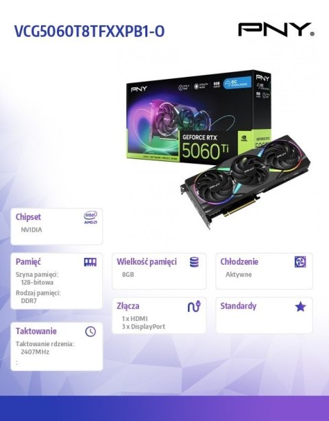 PNY Karta graficzna GeForce RTX5060Ti OC 8G RGB VCG5060T8TFXXPB1-O