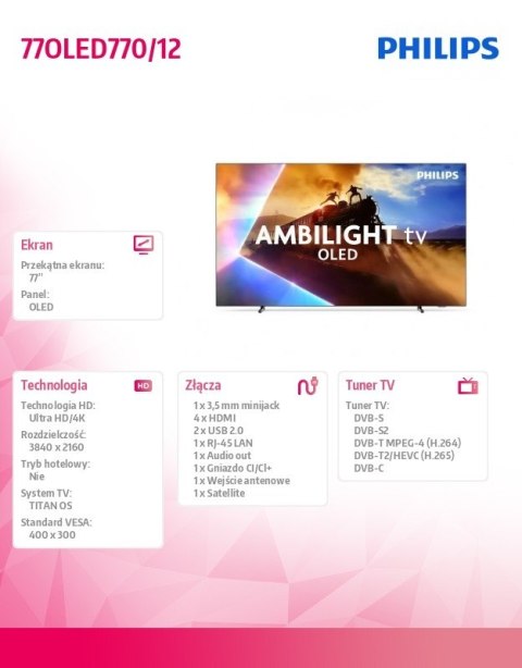 Philips Telewizor OLED 77 cali 77OLED770/12