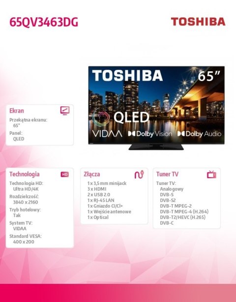 Toshiba Telewizor QLED 65 cali 65QV3463DG