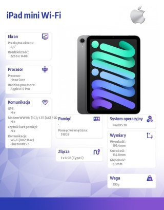 Apple IPad mini Wi-Fi 512GB Gwiezdna szarość