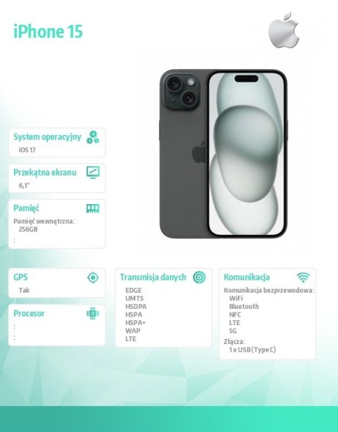 Apple IPhone 15 256GB - Czarny