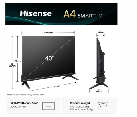 Hisense Telewizor LED 40 cali 40A4Q