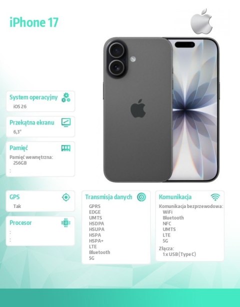 Apple IPhone 17 Czarny 512GB