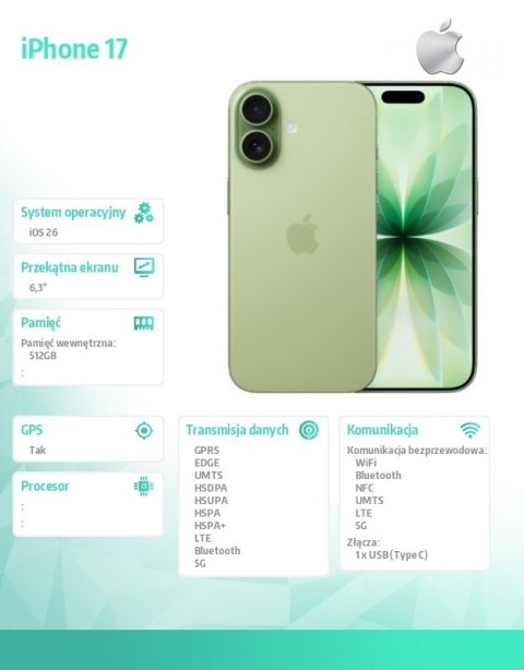Apple IPhone 17 Szałwia 512GB