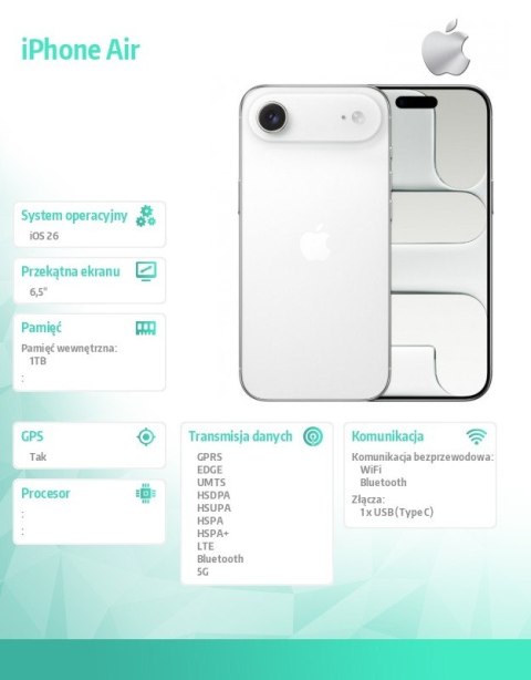 Apple IPhone Air 1TB Biały obłok