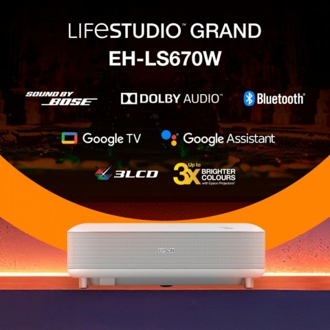 Epson Projektor EH-LS670W 3LCD KD 4KUHD/3600L/5m:1/16:9/biały