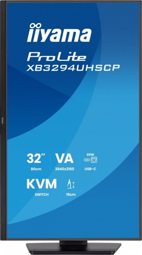 IIYAMA Monitor 31.5 cala XB3294UHSCP-B1.4K,VA,2xHDMI,DP,USB-C dock 95W, PIP,RJ45, 400cd, 2ms, 4xUSB, KVM,Sync,2x5W, HAS (150) PIVOT,