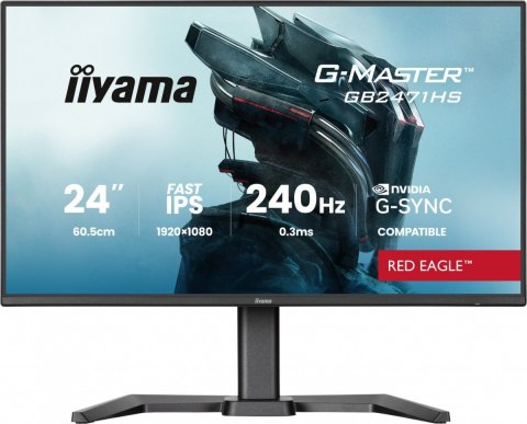 IIYAMA Monitor 23,8 cala GB2471HS-B1 Fast IPS,FHD,240Hz,2xHDMI,DP, 350cd, HAS(150) PIVOT, Adaptive G-SYNC - 1920 x 1080 @48-240Hz Disp