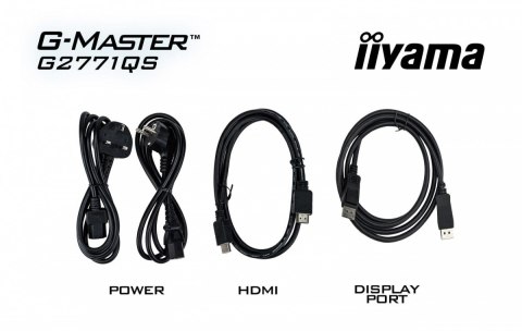 IIYAMA Monitor 27 cali G2771QS-B1 QHD,Fast IPS,DP,2xHDMI,200Hz, 350cd,Adaptive G-SYNC - 2560 x 1440 @48-200Hz DisplayPort On