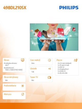 Philips Monitor wielkoformatowy 49BDL2105X 49 cali