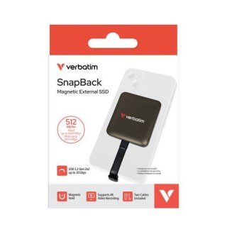 Verbatim Dysk zewnętrzny SnapBack Magnetic SSD Mocha MagSave 512GB Apple ProRes 4K 60kl/s
