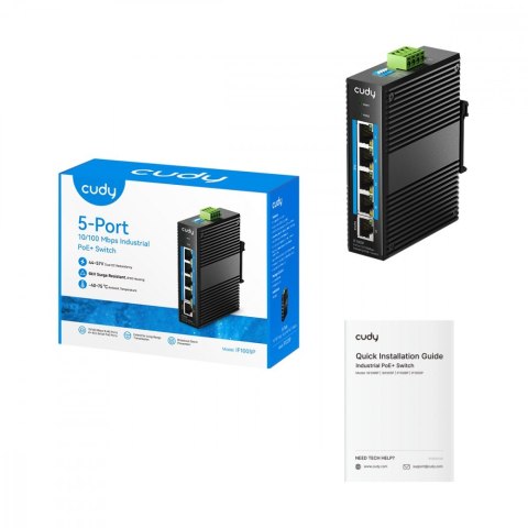 Cudy Przełącznik IF1005P Switch 5-Port 10/100 Mbps Industrial PoE+