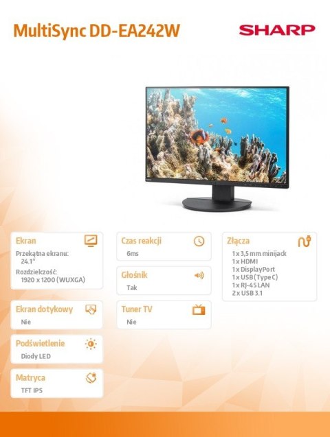 Sharp Monitor MultiSync DD-EA242W 24.1 cala czarny