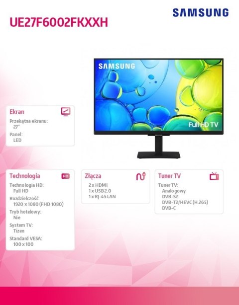 Samsung Telewizor Full HD 27 cali UE27F6002FKXXH