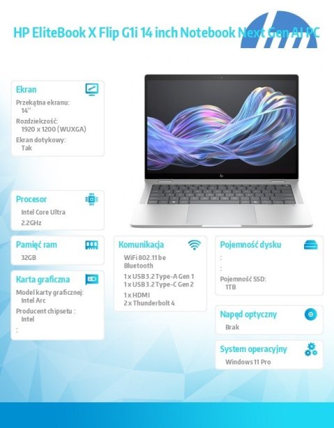 HP Inc. Laptop EliteBook X Flip G1i U7 268V 1TB/32GB/W11P/14 B9ZX6ET