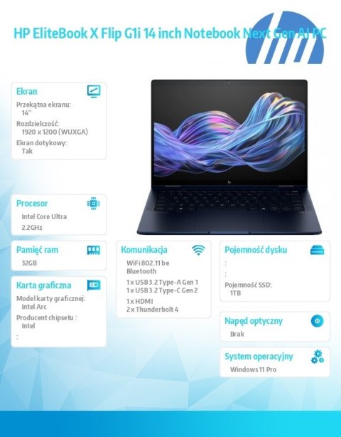 HP Inc. Laptop EliteBook X Flip G1i U7 268V 1TB/32GB/W11P/14 B9ZY0ET