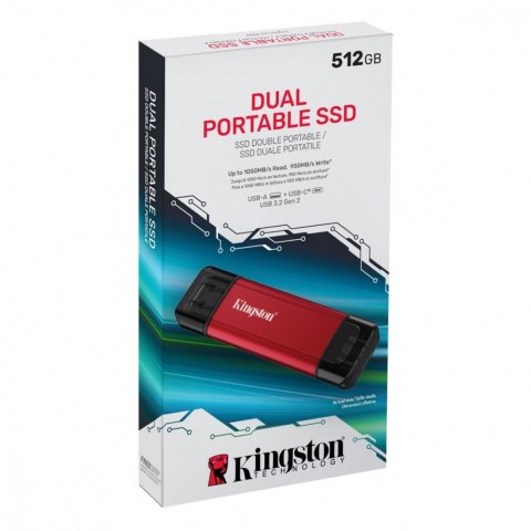 Kingston Dysk zewnętrzny SSD 512GB DualPortable USB-A/C 3.2 Gen2
