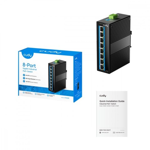 Cudy Przełącznik IG1008P 8-GbE industrial PoE switch for networking in harshconditions such as manufacturing, transportation, maritim