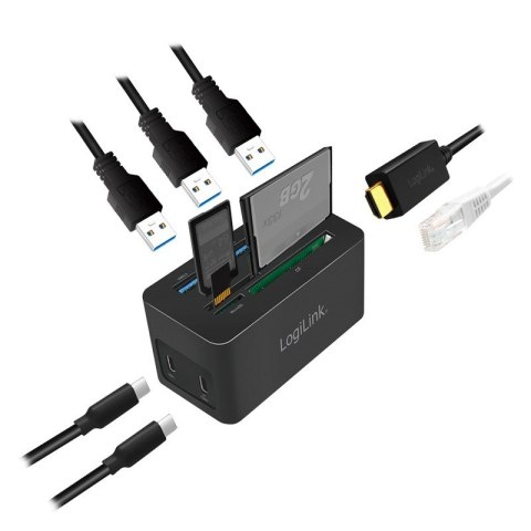LogiLink Stacja dokująca USB-C do laptopa, 4K/PD/RJ45