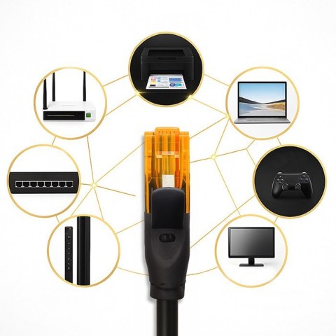 Qoltec Kabel patchcord UTP | kat.6 | 2 x RJ-45 | High speed 1Gb/s | Pozłacane styki | 20m | Czarny