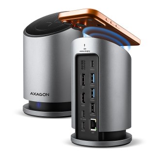 AXAGON HMC-WL9 Wieloportowy hub USB 9in1, 10Gbps, 3xUSB-A, 1xUSB-C, DP 8K/60Hz, HDMI 4K/60Hz, PD 100W, GLAN, 100cm USB-C kabel, wireles
